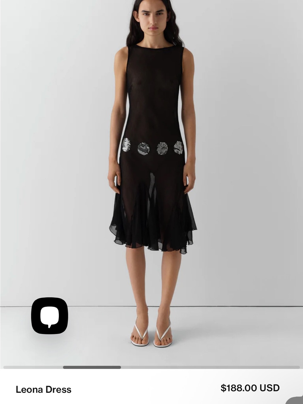 Gimaguas Leona Sheer Dress with Silver Sequin Detail